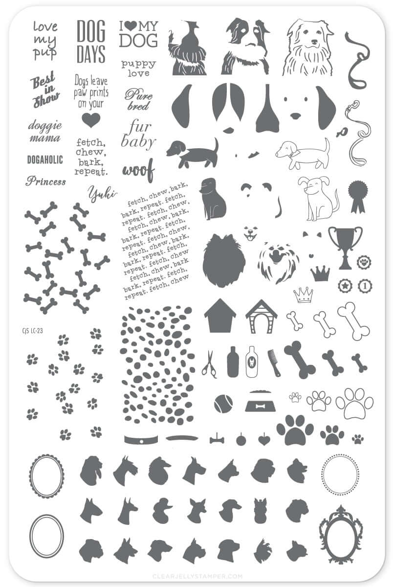 Puppy Love (CjS LC-23 ) - Steel Stamping Plate 14 x 9 Clear Jelly Stamper 