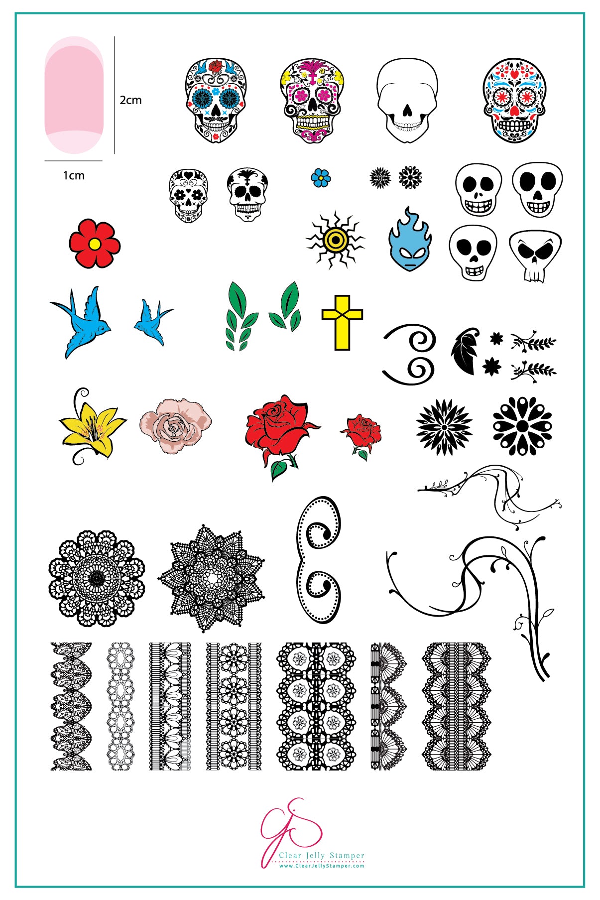 Dark Eyes - ‘Calaveras’ (CjS LC-32) Steel Stamping Plate 14 x 9 Clear Jelly Stamper 