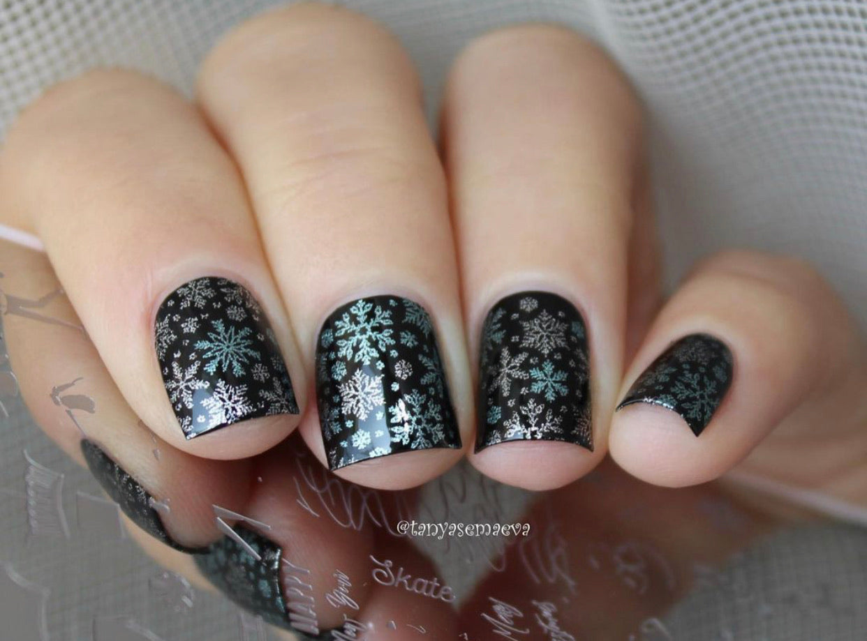 Christmas in the Park (CjS C-49) Steel Nail Art Stamping Plate 14 x 9 Clear Jelly Stamper 