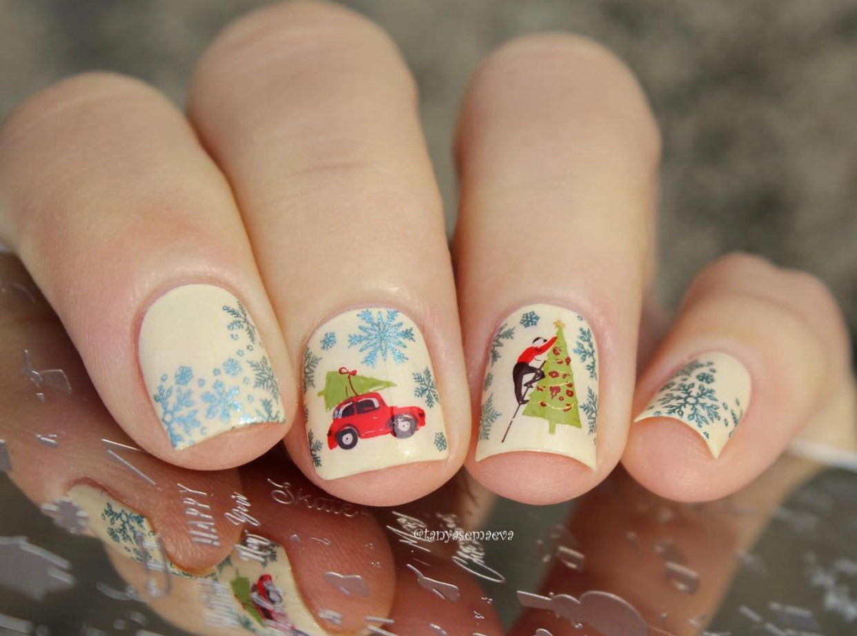 Christmas in the Park (CjS C-49) Steel Nail Art Stamping Plate 14 x 9 Clear Jelly Stamper 