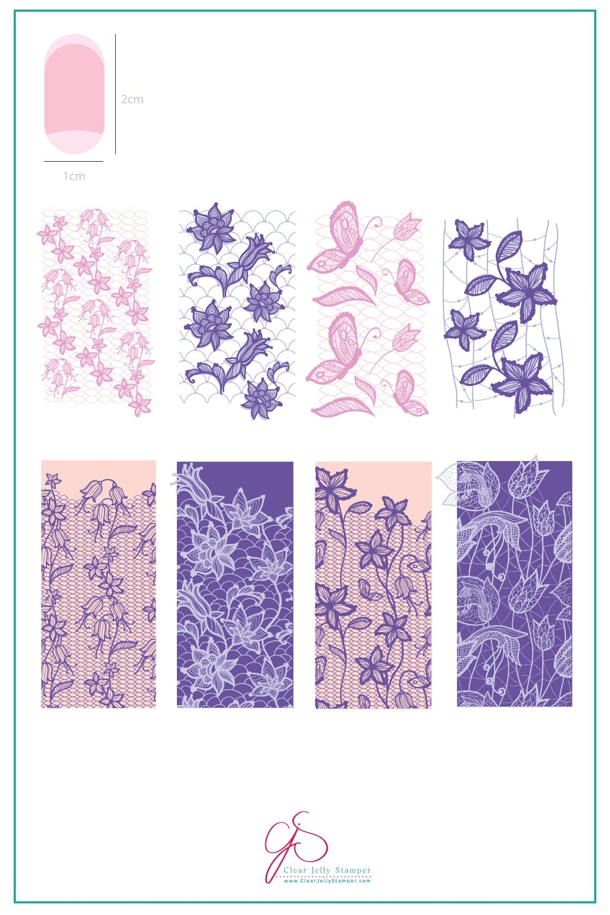 Feeling Lacy - (CjS-51) - Steel Nail Art Stamping Plate 14 x 9 Clear Jelly Stamper Plate 