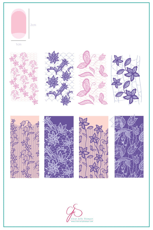 Feeling Lacy - (CjS-51) - Steel Nail Art Stamping Plate 14 x 9 Clear Jelly Stamper Plate 