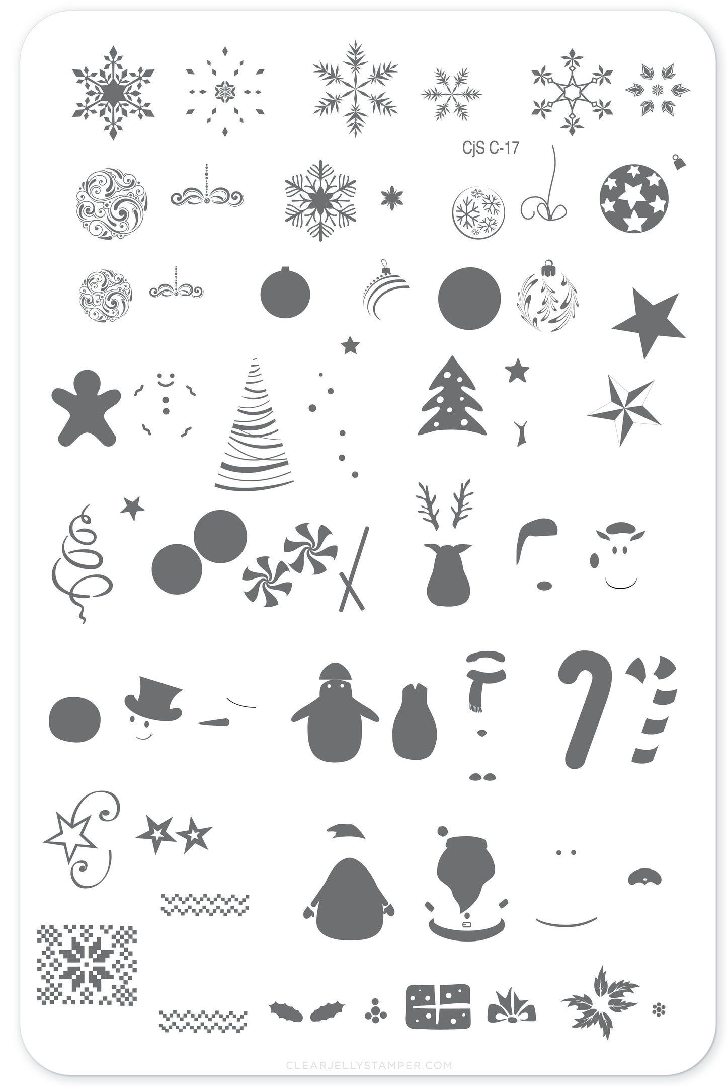 Better Not Pout CjS C-17 (Steel Nail Art Stamping Plate) 14 x 9 Clear Jelly Stamper 