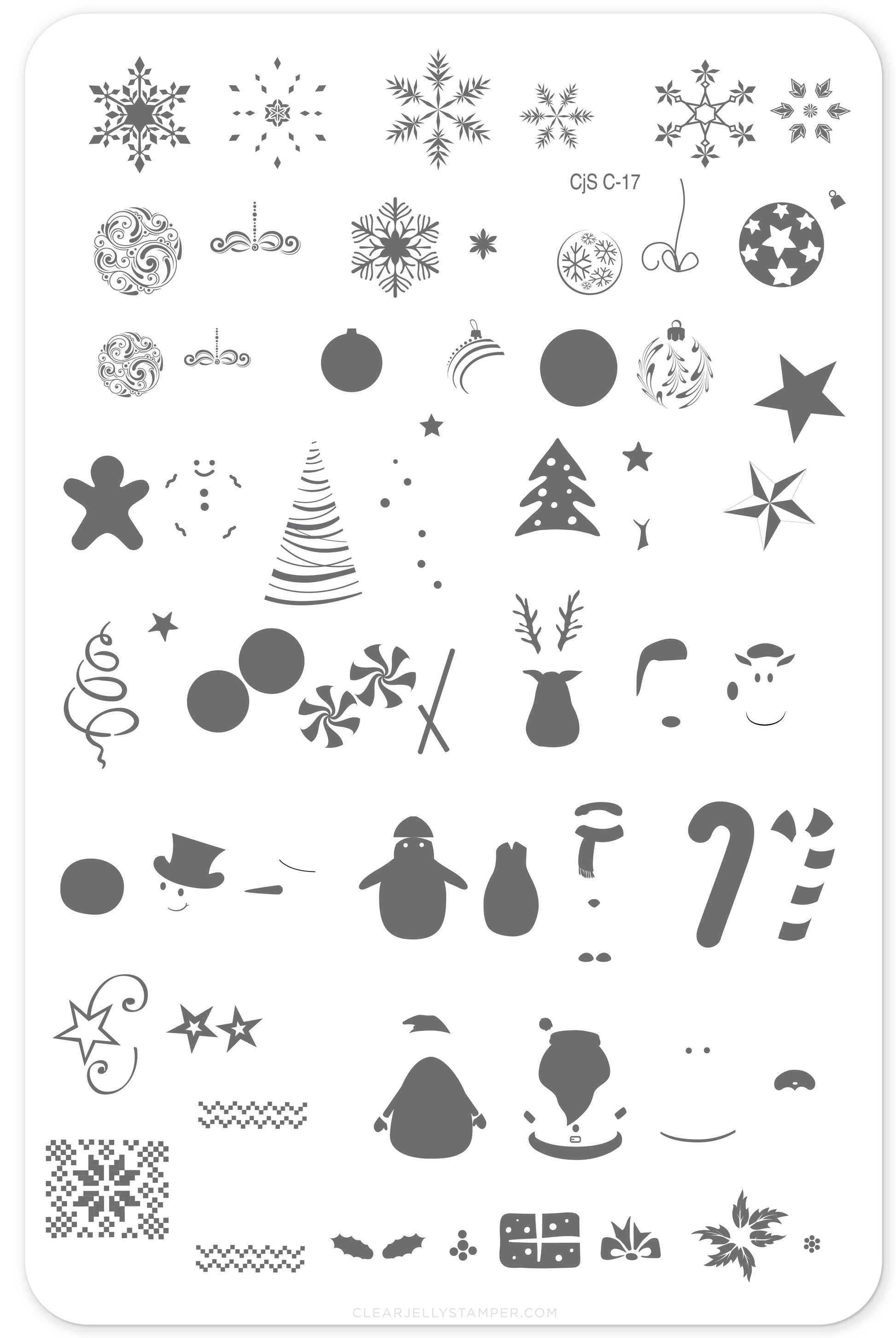 Better Not Pout CjS C-17 (Steel Nail Art Stamping Plate) 14 x 9 Clear Jelly Stamper 