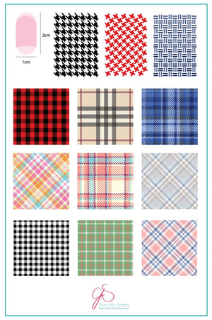 Got Plaid? CjS-56 Steel Nail Art Stamping Plate 14 x 9 Clear Jelly Stamper Plate 