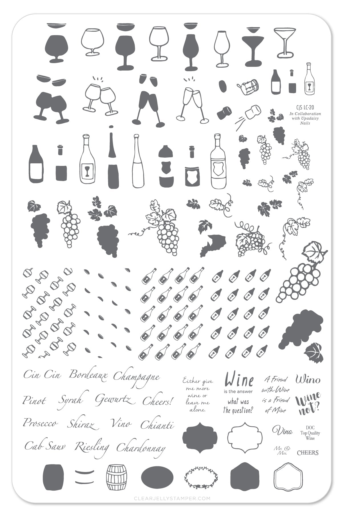 A Friend With Wine (CjS LC-20) Steel Stamping Plate 14 x 9 Clear Jelly Stamper 